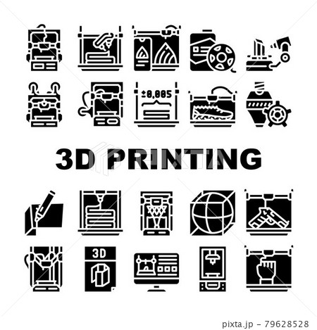 3d Printing Equipment Collection Icons Set Vector 3d Printing Equipment Collection Icons Set Vector 79628528