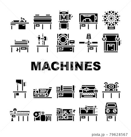 Industrial Machines Collection Icons Set Vector Flat 79628567