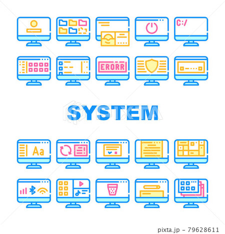 Operating System Pc Collection Icons Set Vector 79628611