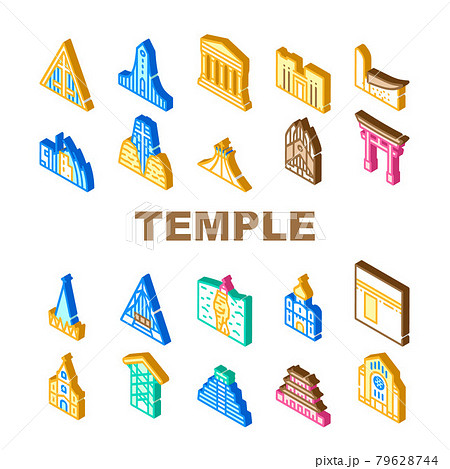 Temple Construction Collection Icons Set Vector color Temple Construction Collection Icons Set Vector color 79628744