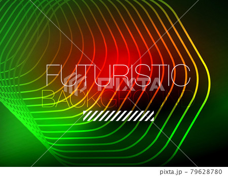 Neon color square shape lines abstract background. Shiny magic energy and motion concept, vector abstract wallpaper background Neon color square shape lines abstract background. Shiny magic energy and motion concept, vector abstract wallpaper background 79628780