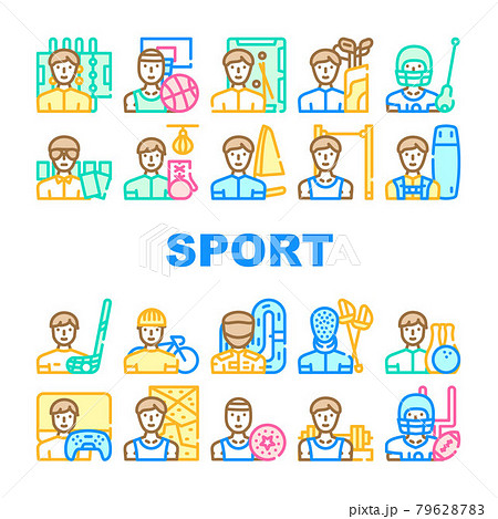 Male Sport Activities Collection Icons Set Vector 79628783