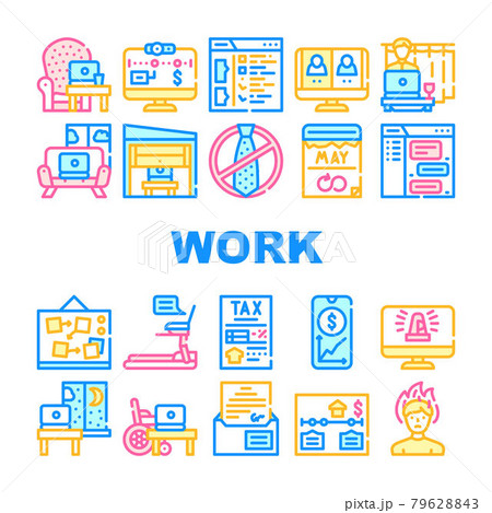 Remote Work From Home Collection Icons Set Vector 79628843