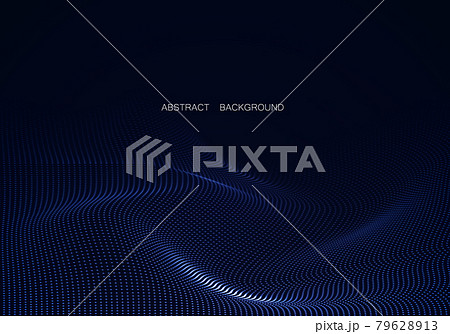 Wave of particles. Futuristic blue dots background with a dynamic wave. Big data. 79628913