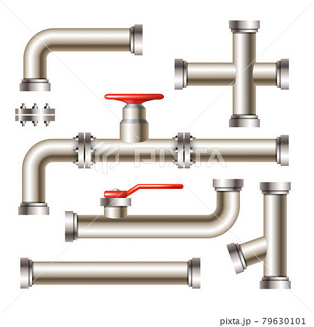 Pipeline With Gate Valve And Faucet Set Vector Pipeline With Gate Valve And Faucet Set Vector 79630101