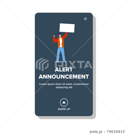 Alert Announcement Banner Hold Young Man Vector Alert Announcement Banner Hold Young Man Vector 79630833