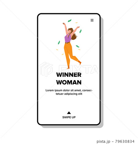Winner Woman Celebrate Won Money Prize Vector 79630834