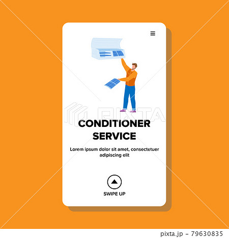 Conditioner Service Worker Repair Equipment Vector 79630835