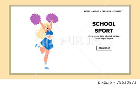 School Sport Cheerleader Dance With Pon-pon Vector School Sport Cheerleader Dance With Pon-pon Vector 79630873