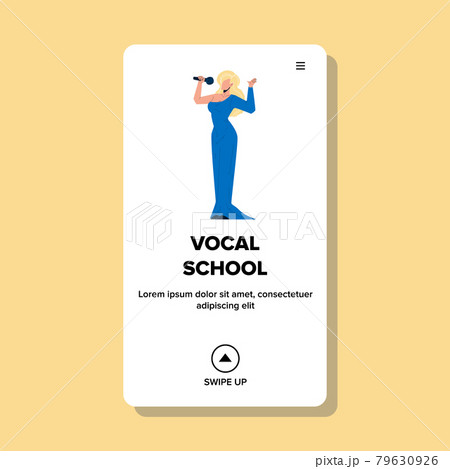 Vocal School Girl Student Performing Song Vector 79630926