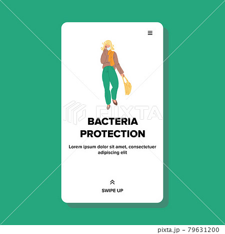 Bacteria Protection Face Mask Wearing Girl Vector 79631200
