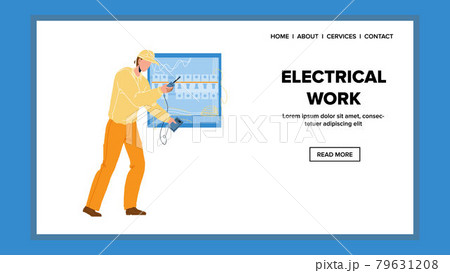 Electrical Work With Electric System Panel Vector 79631208