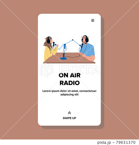 On Air Radio Show Man And Woman Discussing Vector On Air Radio Show Man And Woman Discussing Vector 79631370