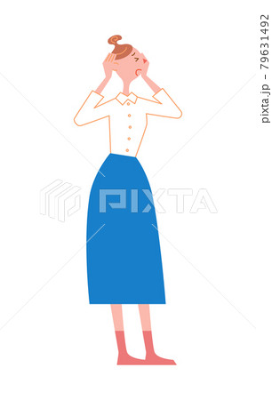 キーっとなって頭を抱える女性 キーっとなって頭を抱える女性 79631492