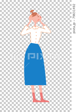 キーっとなって頭を抱える女性 キーっとなって頭を抱える女性 79631492