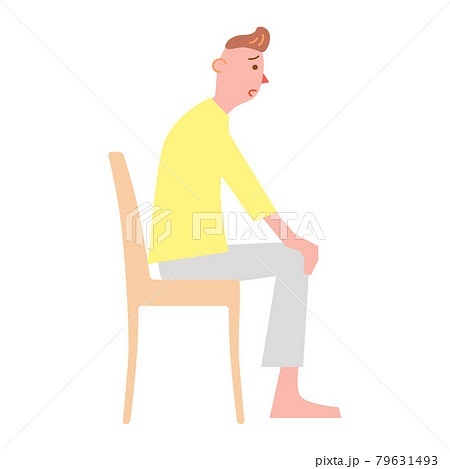 椅子に座って悩む男性のイラスト素材