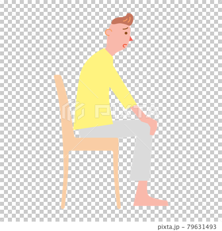 椅子に座って悩む男性のイラスト素材