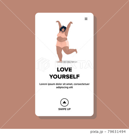 Love Yourself Girl Dancing In Underwear Vector Love Yourself Girl Dancing In Underwear Vector 79631494