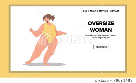 Oversize Woman Fashion Model In Swimwear Vector 79631495