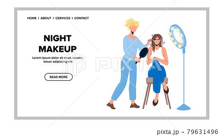 Night Makeup Making Girl In Beauty Salon Vector Night Makeup Making Girl In Beauty Salon Vector 79631496