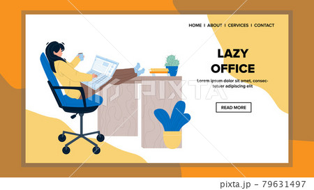 Lazy Office Employee Working On Laptop Vector 79631497