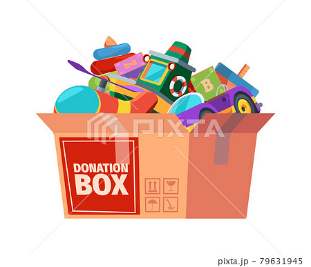 Download Donation box. Children toys in containers...のイラスト素材 ...
