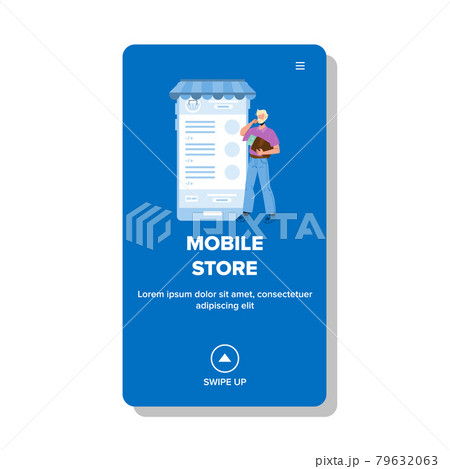 Mobile Store Application Using Customer Vector Illustration 79632063