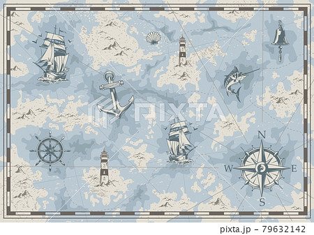 Vintage nautical old map concept 79632142