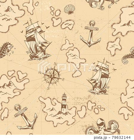 Vintage nautical seamless pattern Vintage nautical seamless pattern 79632144