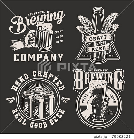 Vintage brewing monochrome logotypes Vintage brewing monochrome logotypes 79632221