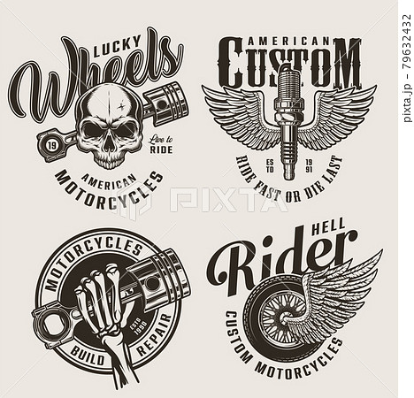 Vintage motorcycle repair service emblems Vintage motorcycle repair service emblems 79632432