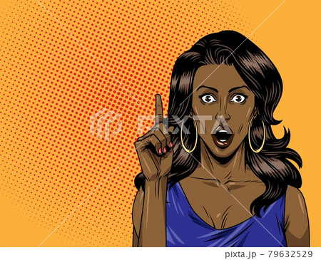 Comic surprised beautiful african american girl Comic surprised beautiful african american girl 79632529