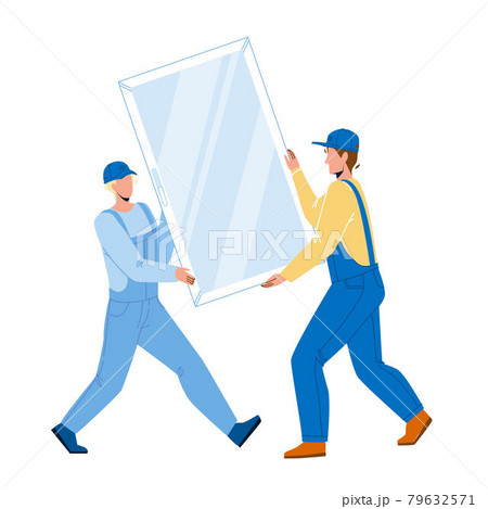 Pvc Window Carrying Men For Installing Vector Pvc Window Carrying Men For Installing Vector 79632571
