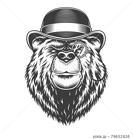 Vintage serious gentleman bear head 79632926