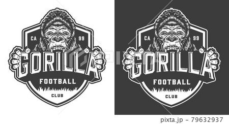 Football club angry gorilla mascot label 79632937