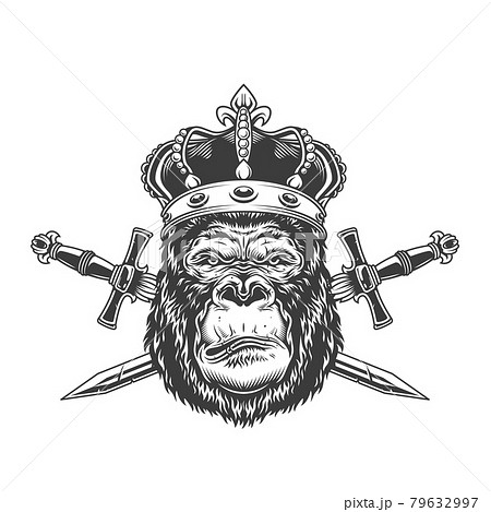 Vintage serious gorilla head in crown 79632997