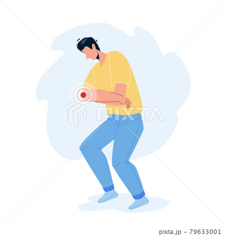 Elbow Pain Rheumatism Feeling Sad Young Man Vectorのイラスト素材