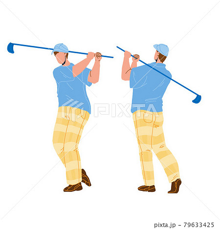 Man Playing Golf And Hitting Ball With Club Vector 79633425