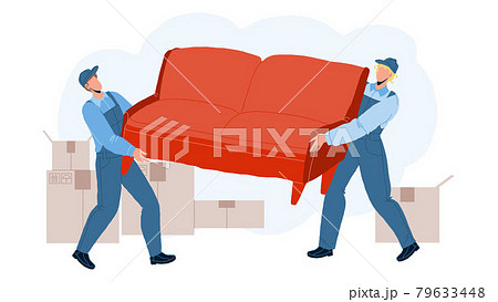 Movers Carry Sofa And Move To New House Vector 79633448