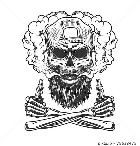Bearded and mustached hipster skull 79633475