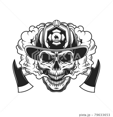 Firefighter skull and crossed axes 79633653