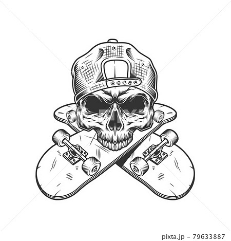 Skateboarder skull without jawのイラスト素材 [79633887] - PIXTA