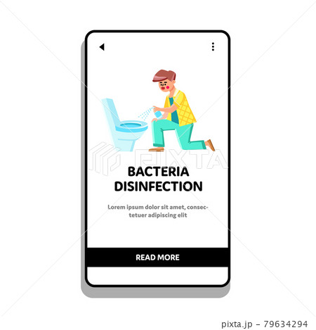 Bacteria Disinfection Spraying Man Toilet Vector 79634294