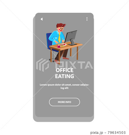 In Office Eating At Workplace Employee Vector In Office Eating At Workplace Employee Vector 79634503