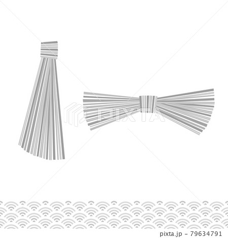 お正月に幸せを祈って飾るしめ縄 和柄のパターン 白地にグレーのベクターイラスト のイラスト素材