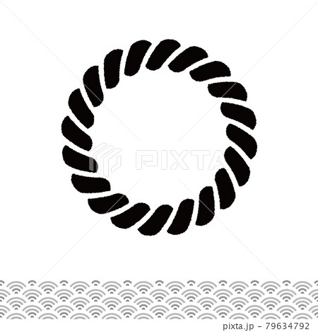 お正月に幸せを祈って飾るしめ縄 和柄のパターン 白地にモノクロのベクターイラスト のイラスト素材