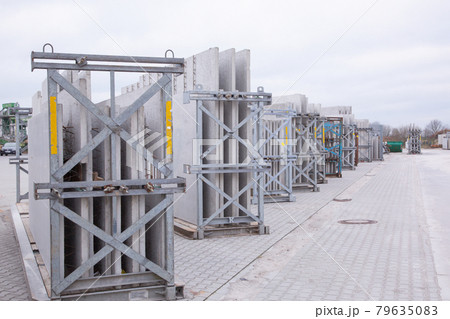 Aerial panoramic picture of Deutschherrnbridge with Frankfurt skyline during sunrise in winter 79635083