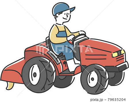 トラクターを操縦する若い男性 79635204