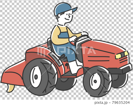 トラクターを操縦する若い男性 79635204