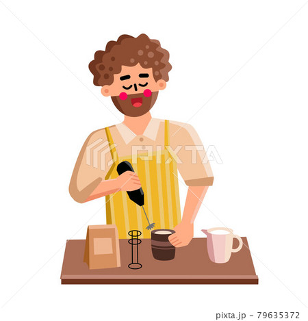 Milk Frother Tool Man Use For Prepare Latte Vector Milk Frother Tool Man Use For Prepare Latte Vector 79635372